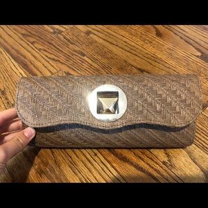 Woven Brown Clutch Handbag NWOT